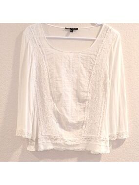 Cable &Gauge Top, Blouse, Size Medium,Lace Embellished.100% Cotton Combo.